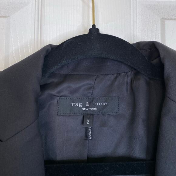 RAG & BONE Wool Cupro Blazer Size 2 Black Minimalist Workwear Suit Jacket - Picture 4 of 7